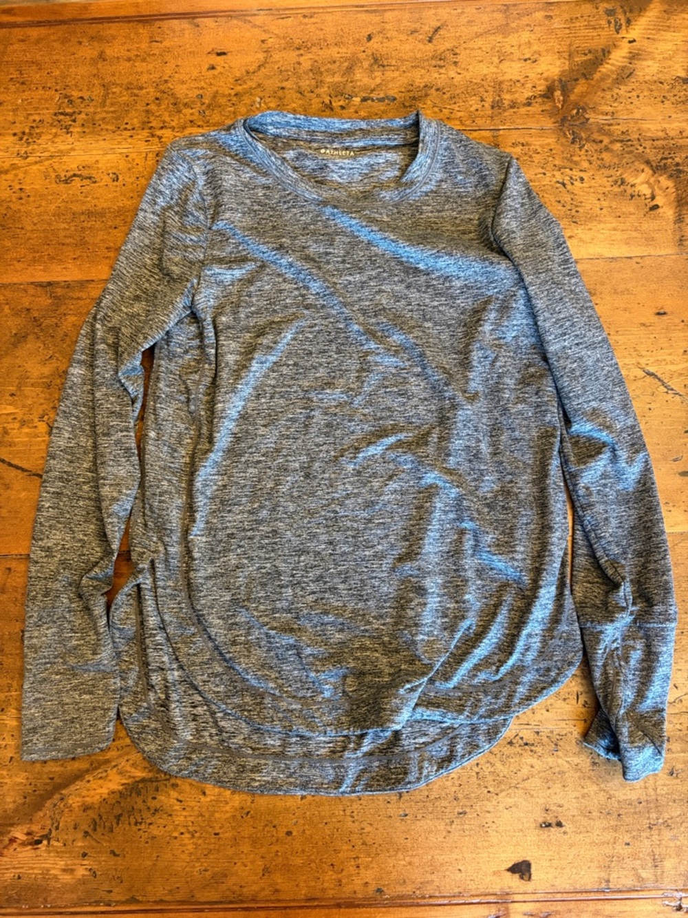 Athleta Long Sleeve Heathered Gray Crewneck Tee